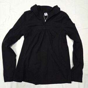 Petit Bateau Gathered Front Long Sleeve Black Cotton T Shirt 16 ans XS/S
